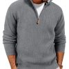 Men Quarter Zip Pullover Sweaters Casual Lightweight Knit Dress Sweater