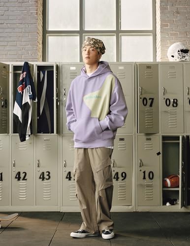 Star Graphic Hoodies Purple Print Hoodie Unisex Oversized Hooded Sweatshirt Long Sleeve Pocket Pullover