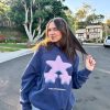 Womens Oversized Hoodie Heavyweight Vintage Streetwear Star Graphic Acid Wash Hoodies Pullover With Pockets