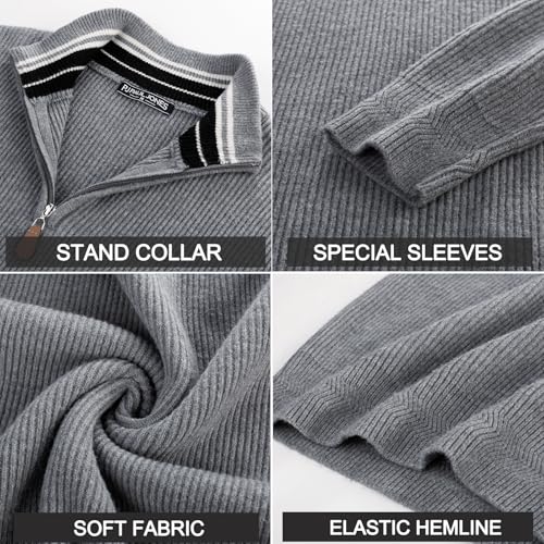Men Quarter Zip Pullover Sweaters Casual Lightweight Knit Dress Sweater