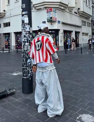 Oversized T Shirts Number Stripe Graphic Unisex Knit Tee Color Blocking Y2k Football Jersey 2025 Trend Tops