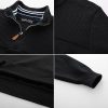 Men's Quarter Zip Sweater Slim Fit Casual Pullover Sweater Mock Neck Polo Sweaters