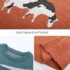 Men's Cow Sweater Harajuku Oversized Sweaters Chunky Casual Knit Pullover Jumper Fall Winter Fashion