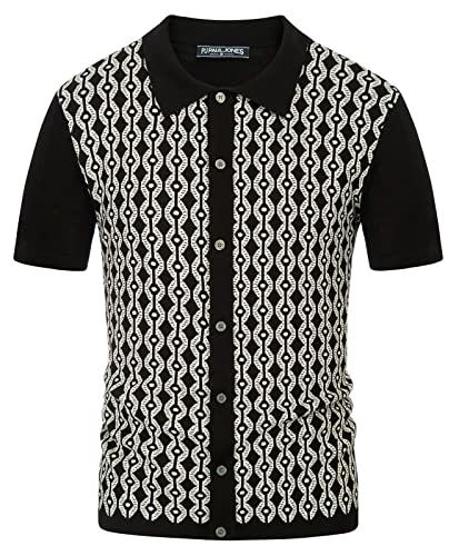 Men's Contrast 70s Vintage Polo Shirts Short Sleeve Knitwear