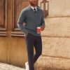 Men Quarter Zip Pullover Sweaters Casual Lightweight Knit Dress Sweater