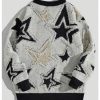 Men's Graphic Sweater Y2k Long Sleeve Drop Shoulder Crewneck Loose Knitted Pullover Tops