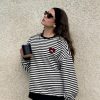 Oversized Sweatshirt for Women Crewneck Striped Sweatshirt Preppy Shirts Y2K Tops