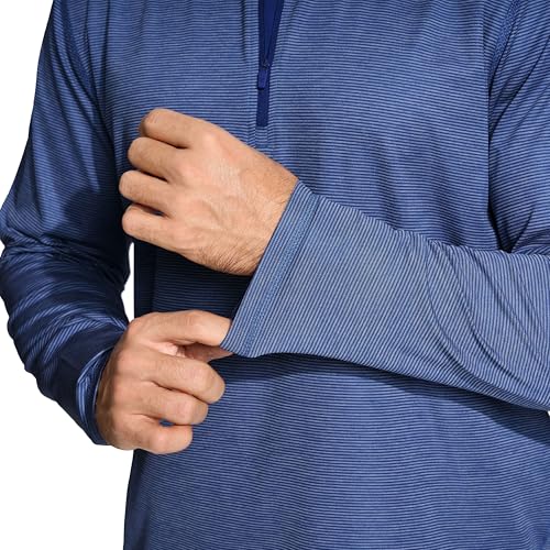 Quarter Zip Pullover Men Performance Dry Fit Stripe Mock Neck Midlayer Golf 1/4 Zip Pullover Mens Sweatshirt
