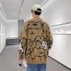Men's Oversized Cat Sweaters Crewneck Long Sleeve Cotton Cute Pullover Sweaters