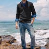 Men's Quarter Zip Sweater Slim Fit Casual Pullover Sweater Mock Neck Polo Sweaters