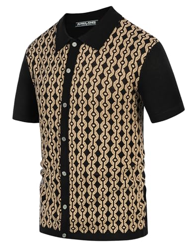 Men's Contrast 70s Vintage Polo Shirts Short Sleeve Knitwear