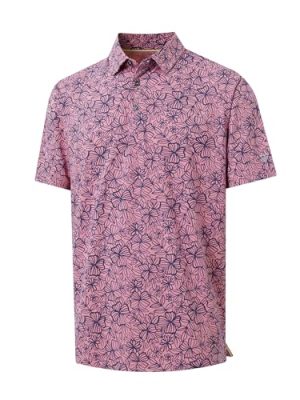 Golf Shirts for Men Print Performance Moisture Wicking Dry Fit Heather Stripe Collared Mens Polo Shirt Short Sleeve