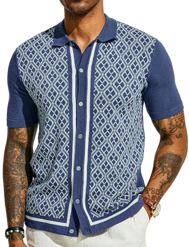 51YLHmjkVL.jpg Men's Polo Shirts 70s Vintage Shirts Contrast Knitted Polo Shirts