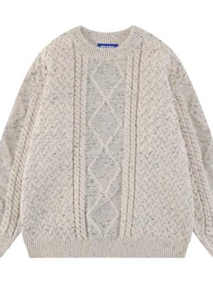 Women Solid Sweater Crew Neck Long Sleeve Knit Sweater Oversized Pullover Sweater