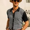 Men's Contrast 70s Vintage Polo Shirts Short Sleeve Knitwear