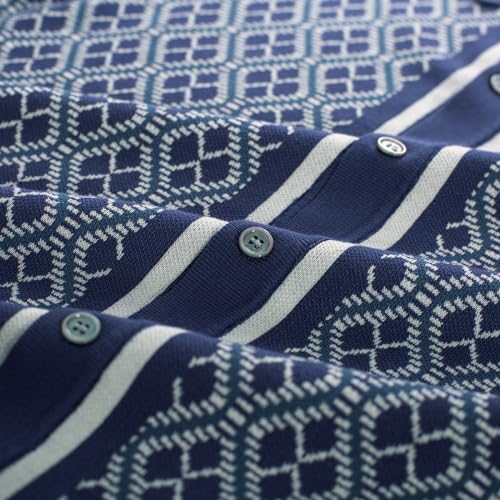 51g4p53rY4L.jpg Men's Polo Shirts 70s Vintage Shirts Contrast Knitted Polo Shirts