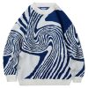 Whirlpool Knit Sweater Oversized Long Sleeve Crewneck Streetwear Pullover Sweaters