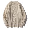 Women Sweater Vintage Cable Knit Sweater Casual Oversized Sweater Pullover