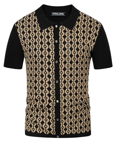 Men's Contrast 70s Vintage Polo Shirts Short Sleeve Knitwear