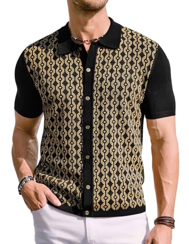 Men's Contrast 70s Vintage Polo Shirts Short Sleeve Knitwear
