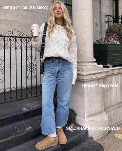Oversized Knit Sweater Solid Vintage Pullover Sweater Unisex Woven Crewneck Knitted Tops