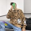 Men's Oversized Cat Sweaters Crewneck Long Sleeve Cotton Cute Pullover Sweaters