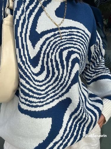 Whirlpool Knit Sweater Oversized Long Sleeve Crewneck Streetwear Pullover Sweaters