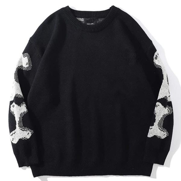 Y2K Grunge Skeleton Sweatshirt Oversized Long Sleeve Fairy Alt Pullover Aesthetic Harajuku Clothes Vintage Tops