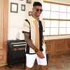 Men's Fashion Polo Shirts Vintage Striped Knitting Shirts Casual Slim Fit Golf Shirts