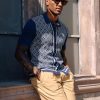 51ugKf02cVL.jpg Men's Polo Shirts 70s Vintage Shirts Contrast Knitted Polo Shirts