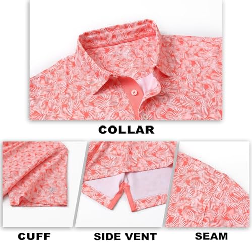 51yZvzSlTdL.jpg Mens Golf Shirt Short Sleeve Dry Fit Print Moisture Wicking Performance Patterns Collared Polo Shirt