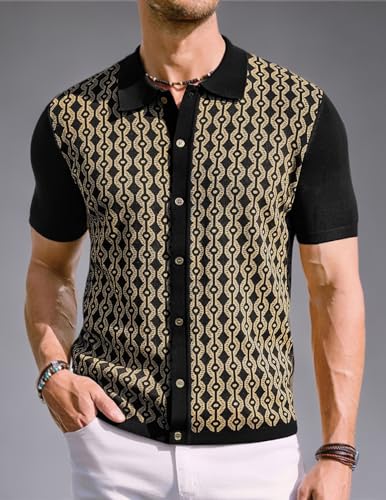Men's Contrast 70s Vintage Polo Shirts Short Sleeve Knitwear
