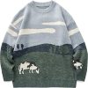 610EGZHVl9L.jpg Mens Graphic Sweaters Vintage Oversized Knit Pullover Unisex Streetwear Baggy Sweater