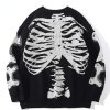 Y2K Grunge Skeleton Sweatshirt Oversized Long Sleeve Fairy Alt Pullover Aesthetic Harajuku Clothes Vintage Tops