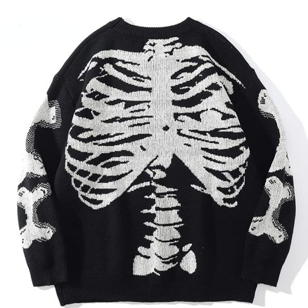 Y2K Grunge Skeleton Sweatshirt Oversized Long Sleeve Fairy Alt Pullover Aesthetic Harajuku Clothes Vintage Tops