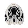 Y2K Grunge Skeleton Sweatshirt Oversized Long Sleeve Fairy Alt Pullover Aesthetic Harajuku Clothes Vintage Tops