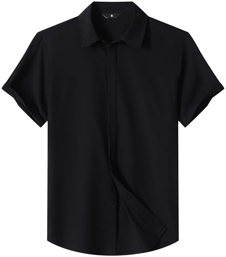 Men's Short Sleeve Button Down Shirt Lightweight Stretch Blend Summer Shirts Casual Vacation Beach Tops