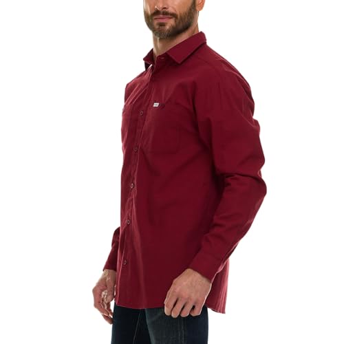 Button Up Long Sleeve Shirts for Men Big and Tall, Lightweight Chambray Mens Dress Shirts, Western Shirt