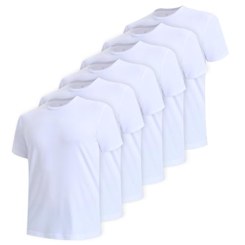 Men's Undershirts Moisture-Wicking Crewneck T Shirts, Breathable Stretch Soft Tees for Men, 3 or 6 Pack