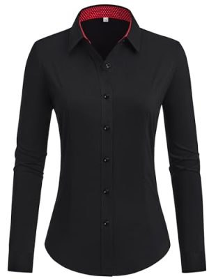 Button Down Shirts for Women Dress Shirts Cotton Long Sleeve Shirt for Women Wrinkle Free Stretch Work Blouse