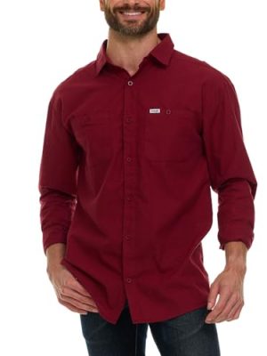 Button Up Long Sleeve Shirts for Men Big and Tall, Lightweight Chambray Mens Dress Shirts, Western Shirt