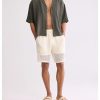 Men's Oversized Cropped Button Down Shirts Casual Short Sleeve Solid Loose Shirts