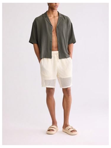 Men's Oversized Cropped Button Down Shirts Casual Short Sleeve Solid Loose Shirts