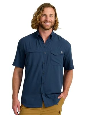Tide Point Solid Short Sleeve Shirt, Button Down for Men