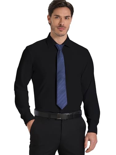 Men’s Dress Shirt Wrinkle Free Knit Button Down Shirt Long Sleeve Business Shirt