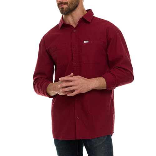 Button Up Long Sleeve Shirts for Men Big and Tall, Lightweight Chambray Mens Dress Shirts, Western Shirt