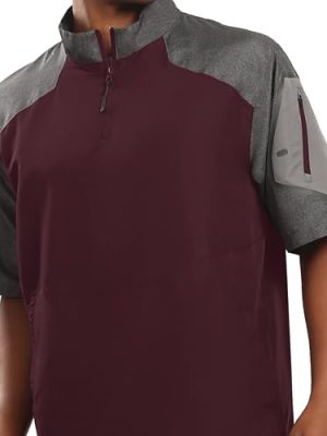 Raider Pullover Cage Jacket - Weather-Resistant Quarter Zip Athletic Wear with Sleeve Pocket