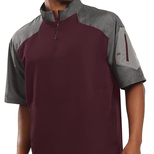 Raider Pullover Cage Jacket - Weather-Resistant Quarter Zip Athletic Wear with Sleeve Pocket