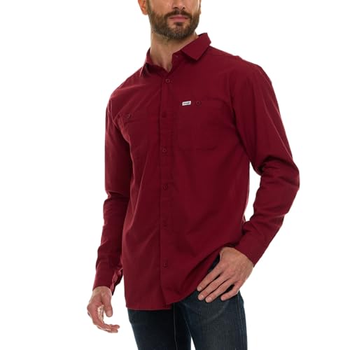 Button Up Long Sleeve Shirts for Men Big and Tall, Lightweight Chambray Mens Dress Shirts, Western Shirt