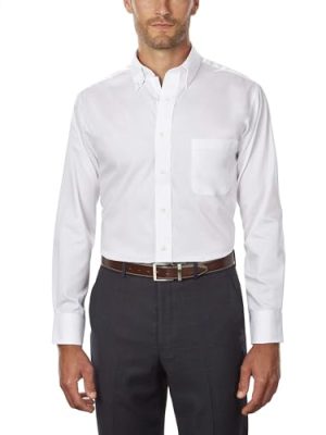 Men's Regular Fit Twill Solid Button Down Collar Dress Shirt - Amazon Exclusive
